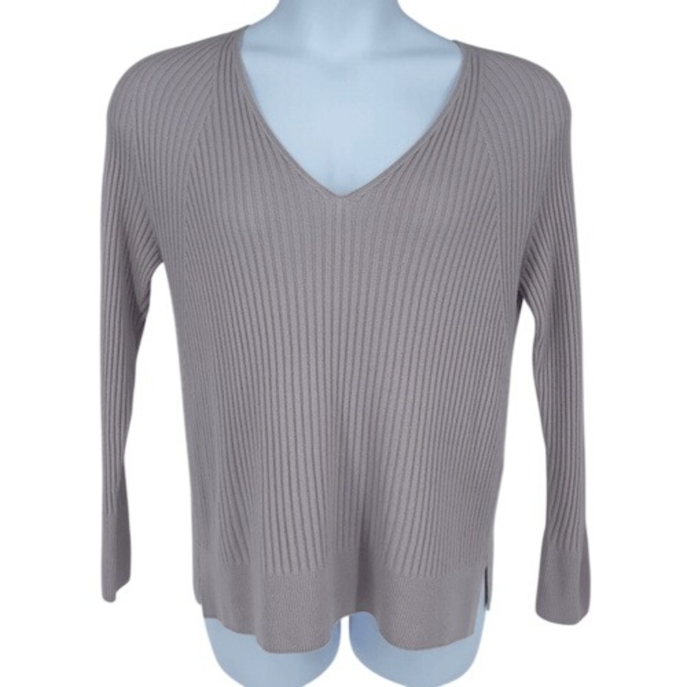 Princesse‎ tam.tam Ribbed Cashmere Sweater Lilac V-Neck Size T1 Small